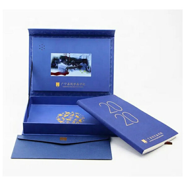 Custom printed unique magnetic blue 5 inch digital LCD screen gift video box - Image 1