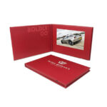 High quality hard cover special red color 7inch screen video brochures card