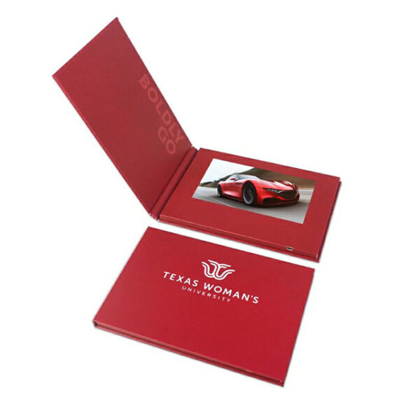 High quality hard cover special red color 7inch screen video brochures card - Image 3