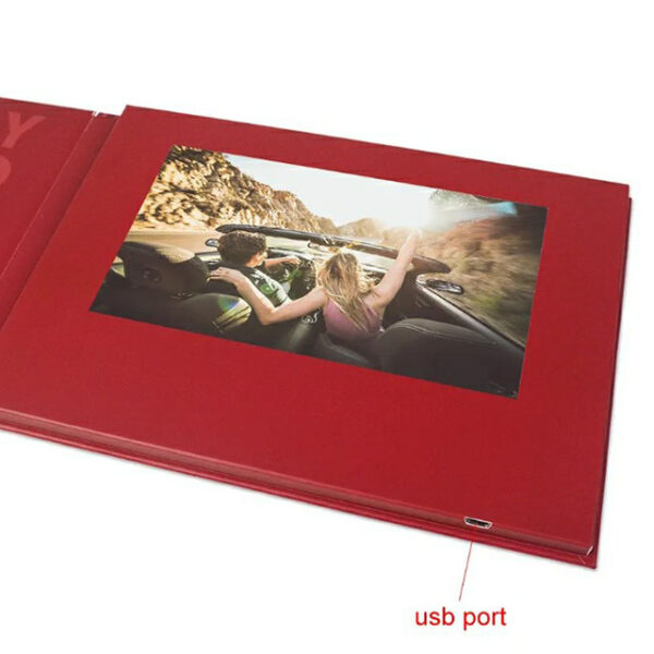 High quality hard cover special red color 7inch screen video brochures card - Image 6