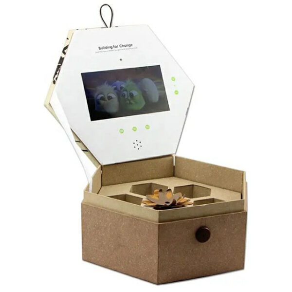 Hexagon 7 inch LCD display gift box video packaging box - Image 1