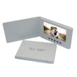 Custom leather hard cover 7 inch white color wedding video brochure