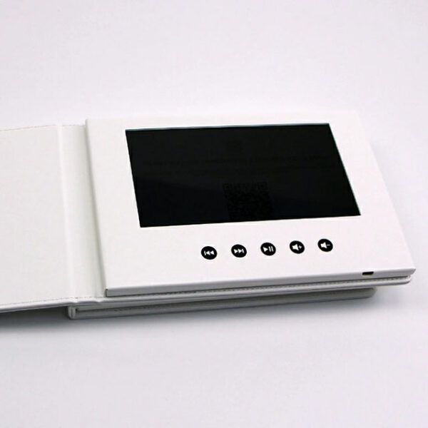 Custom leather hard cover 7 inch white color wedding video brochure - Image 3