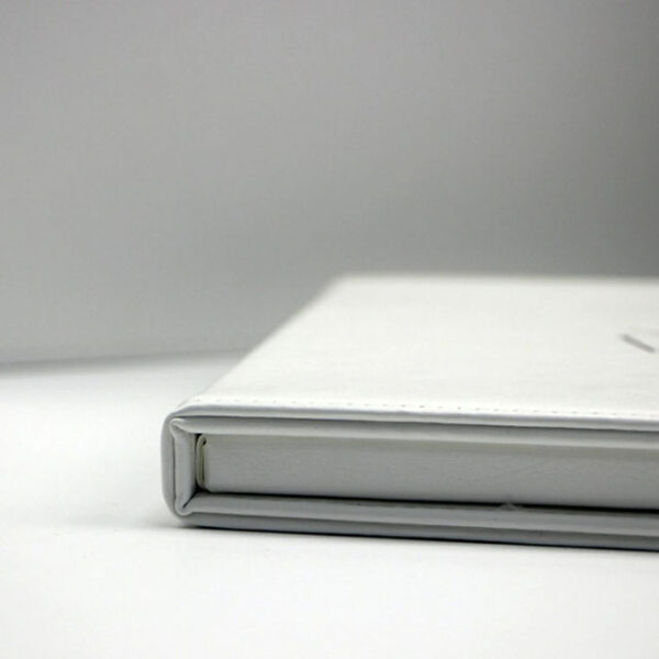 Custom leather hard cover 7 inch white color wedding video brochure - Image 5